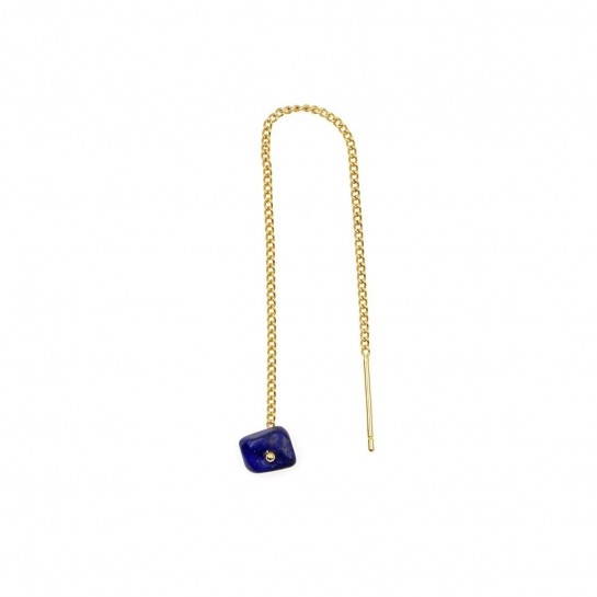 EARRING Short chain lapis-lazuli pépite