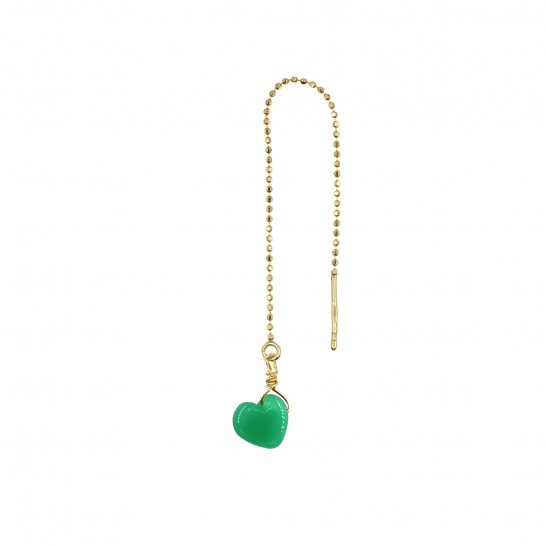 B.O CHAINE COURTE DIAMANTEE CHRYSOPRASE CŒUR