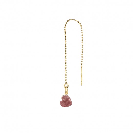 B.O CHAINE COURTE DIAMANTEE STRAWBERRY QUARTZ ROSE CŒUR