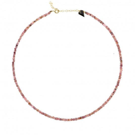 collier facettes en tourmaline couleur rose