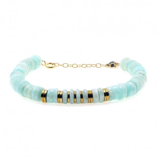 puka bracelet in green amazonite