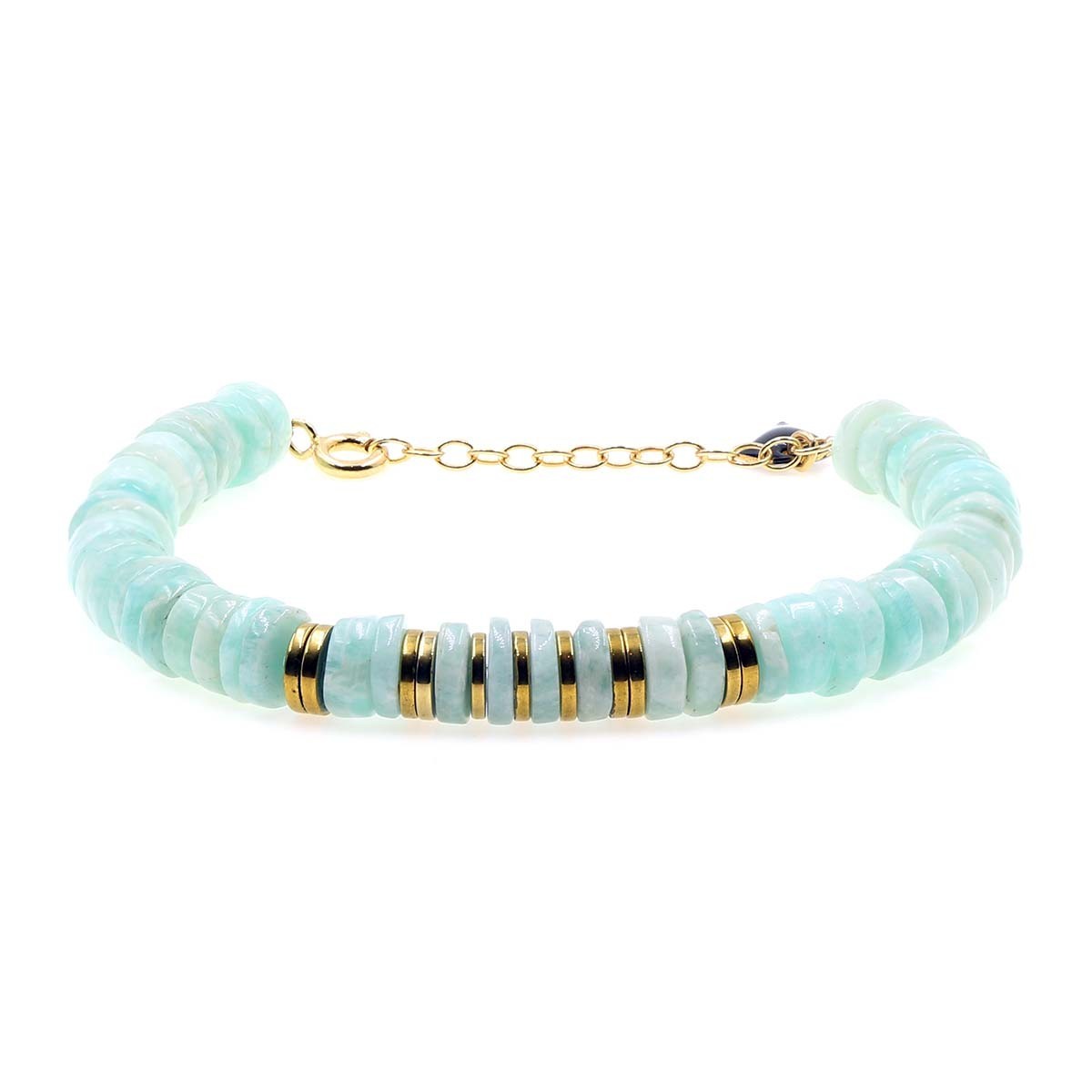 puka bracelet in green amazonite