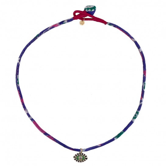 COLLIER TISSU VIOLET, ROSE,...