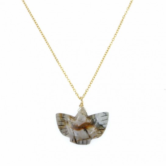 collier condor en jaspe couleur  beige