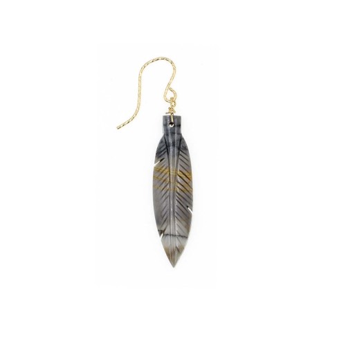 roucas feather rock earring in beige jasper