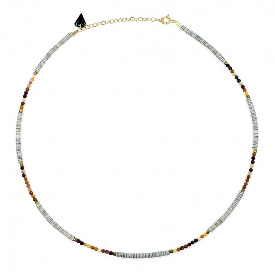 Collier Facette en coquillage et jaspe mon precieux gem