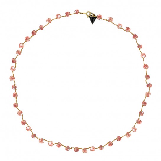 Collier coeur quartz rose