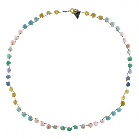 COLLIER COEUR EN OPALE MULTICOLORE