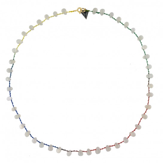 Collier Goutte pierre de lune cordon multicolore