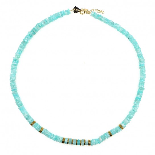 NECKLACE Puka amazonite monprecieux gem