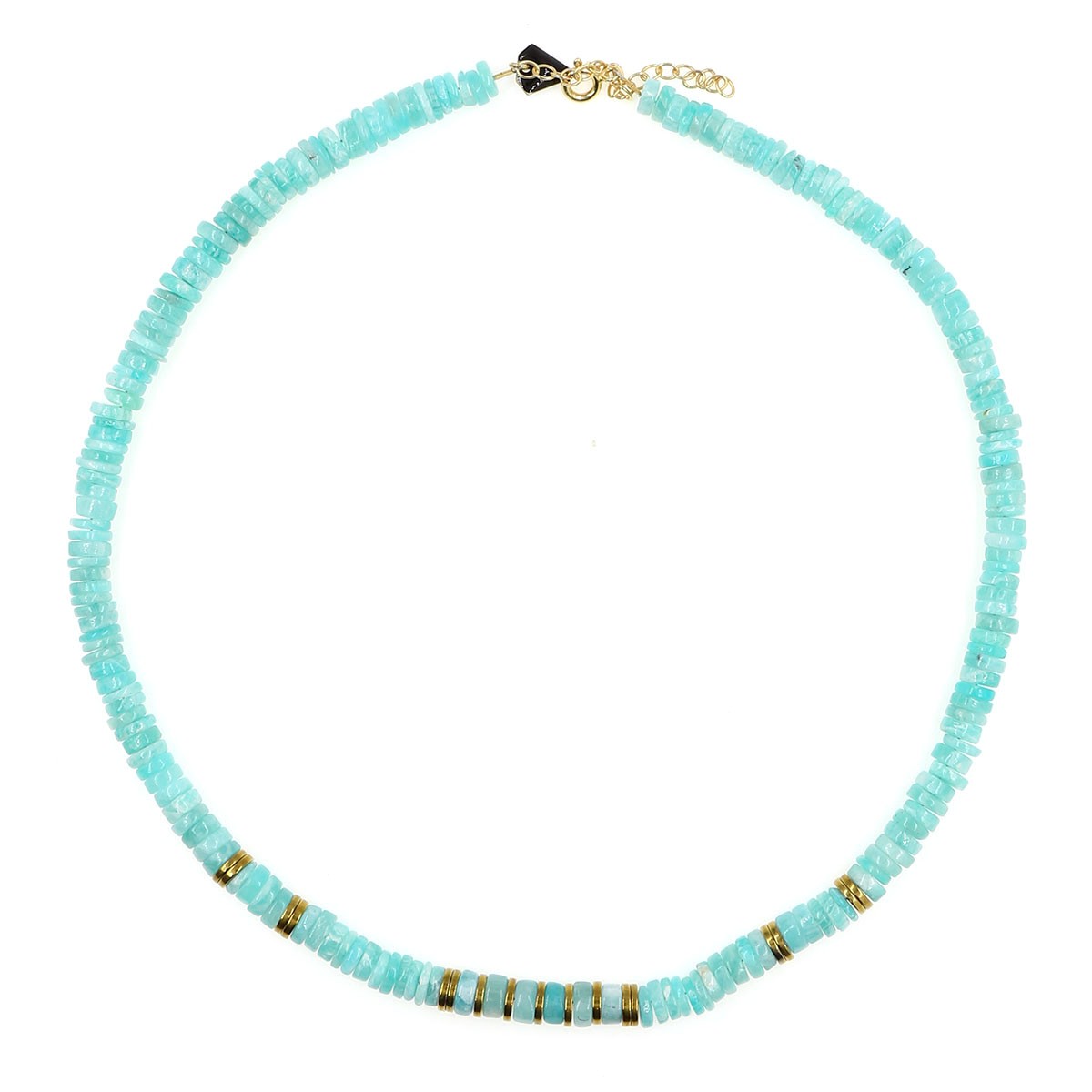 NECKLACE Puka amazonite monprecieux gem