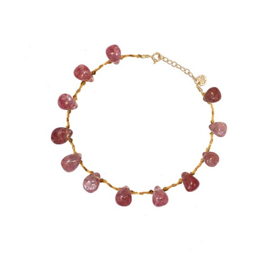 BRACELET GOUTTE EN STRAWBERRY QUARTZ ROSE