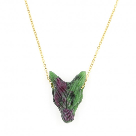 Zoisite Ruby Wolf Necklace