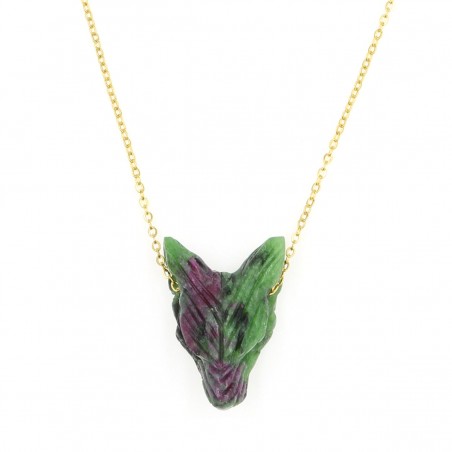 Collier Loup en rubis zoïsite