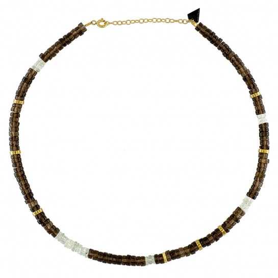 PUKA SMOKE AND GOLD QUARTZ NECKLACE