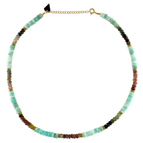 Puka Amazonite and Tourmaline necklace
