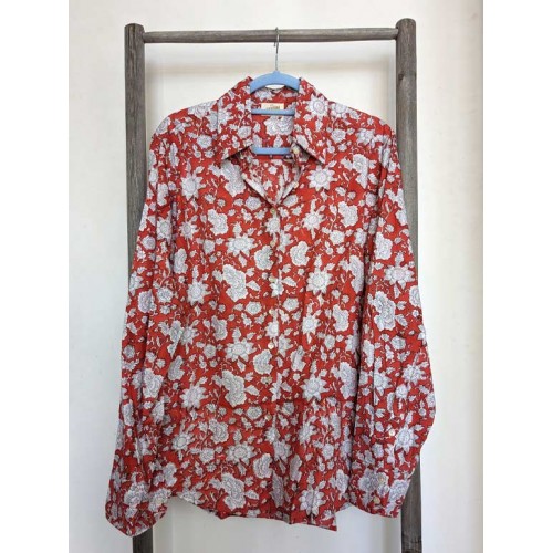 Chemise Orange Fleurie