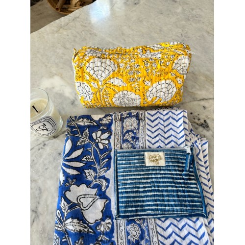 Yellow Toiletry Bag and Blue Pareo