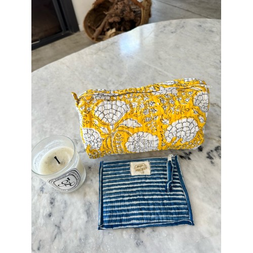 Trousse de toilette Jaune et Pochette Bleue