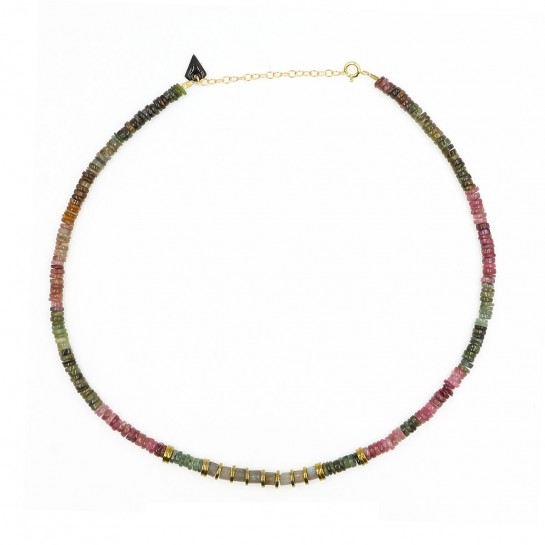 Collier Puka tourmaline et labradorite