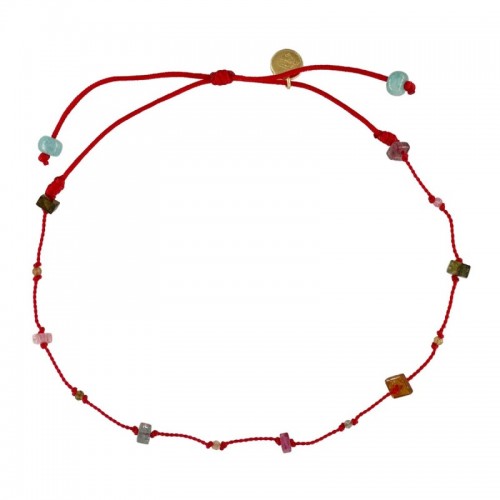 ANKLET PETIT PRÉCIEUX ROUGE CARRÉ