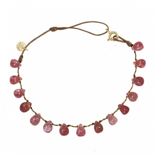 ANKLET GOUTTE EN STRAWBERRY QUARTZ