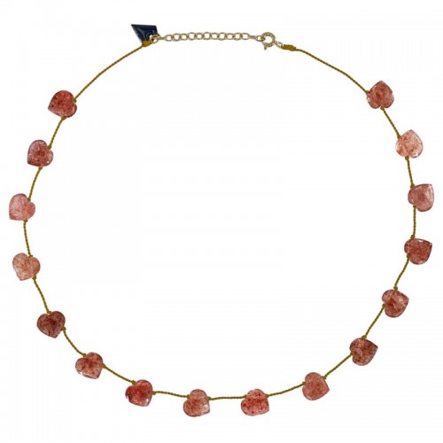 COLLIER CŒUR EN STRAWBERRY QUARTZ ROSE