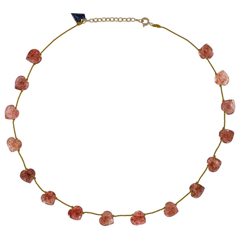 COLLIER CŒUR EN STRAWBERRY QUARTZ ROSE