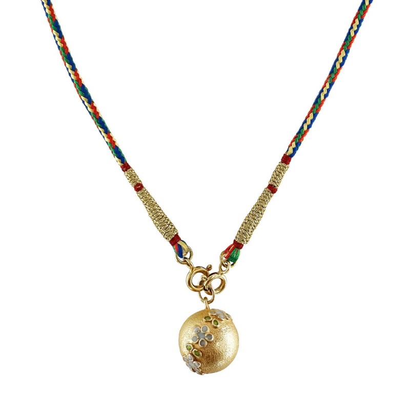 GLOBE VINTAGE ET CORDON TISSÉ MULTICOLORE