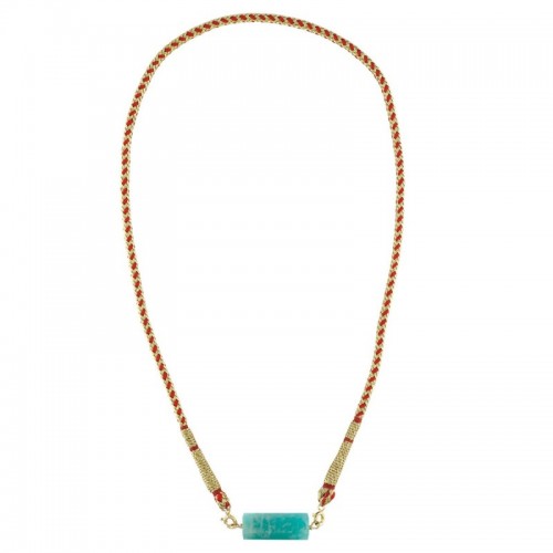 ROLLA BOLLA AMAZONITE ET CORDON TISSÉ ROUGE