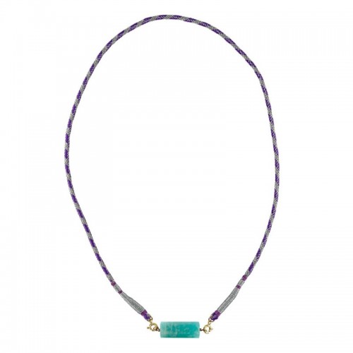 ROLLA BOLLA AMAZONITE ET CORDON TISSÉ VIOLET