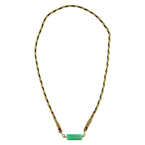 ROLLA BOLLA CHRYSOPRASE AND GOLD WOVEN CORD