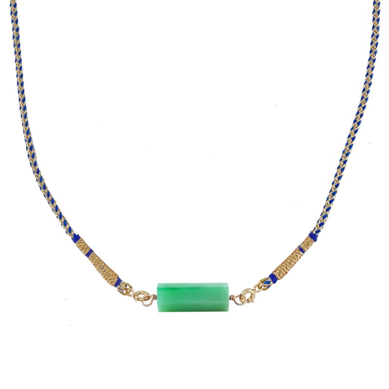 ROLLA BOLLA CHRYSOPRASE AND NAVY BLUE WOVEN CORD