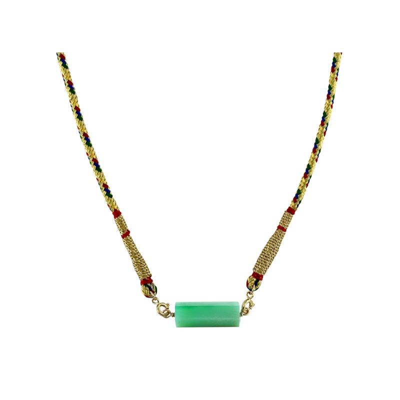 ROLLA BOLLA CHRYSOPRASE AND GOLD WOVEN CORD