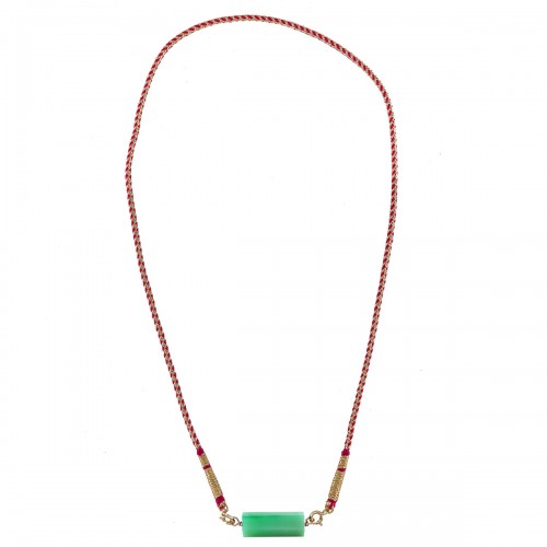 ROLLA BOLLA CHRYSOPRASE AND PINK WOVEN CORD