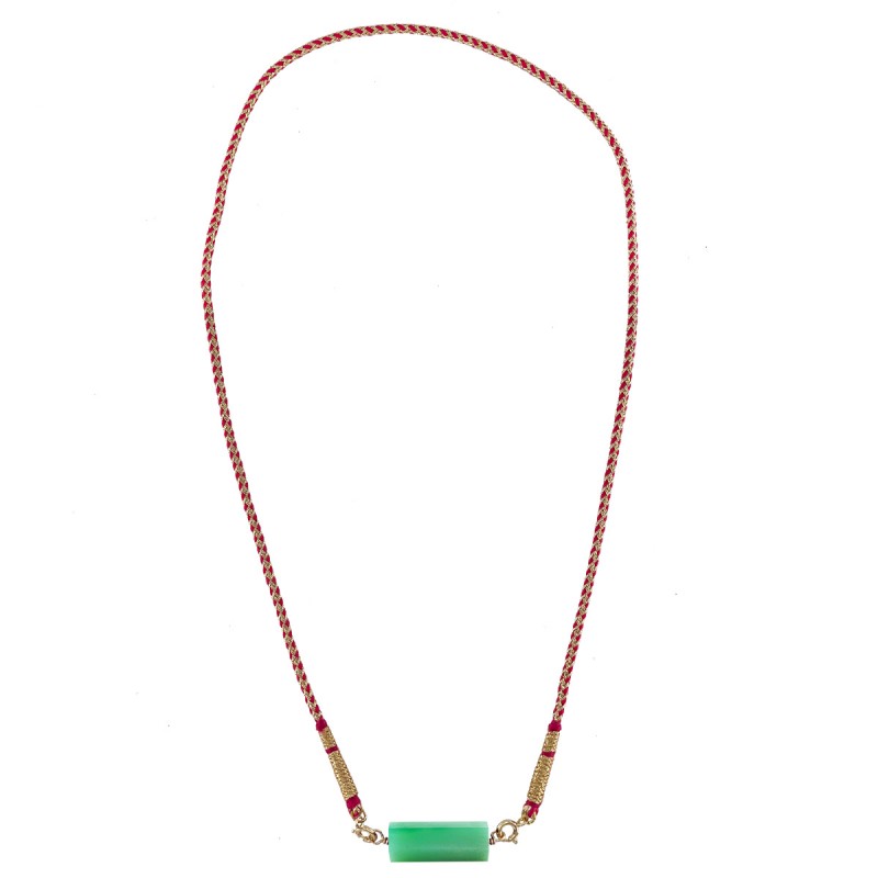 ROLLA BOLLA CHRYSOPRASE AND PINK WOVEN CORD