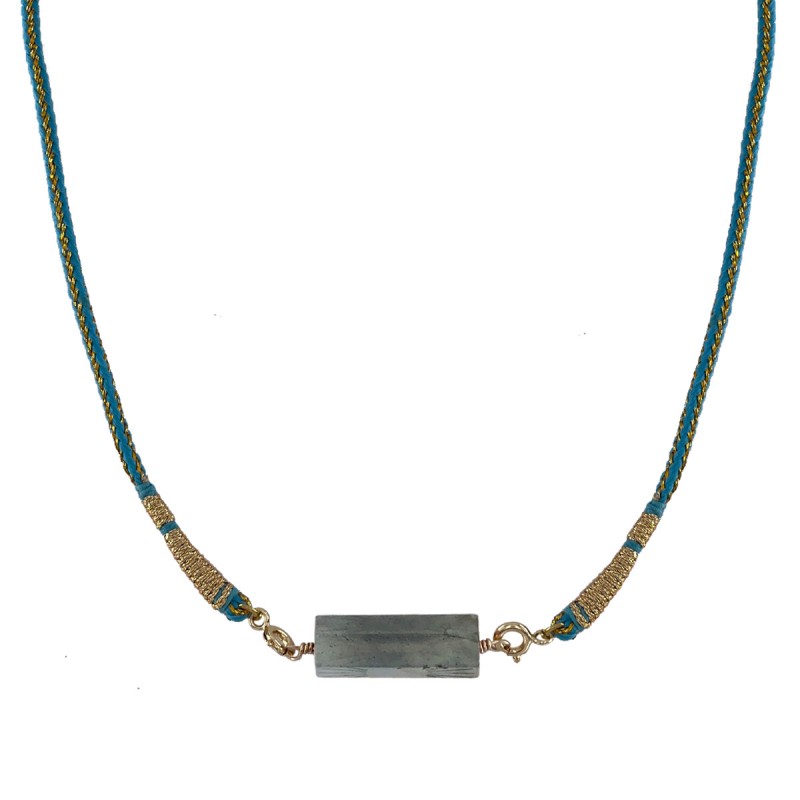 ROLLA BOLLA LABRADORITE AND TURQUOISE WOVEN CORD