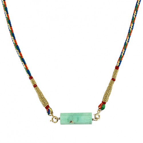 ROLLA BOLLA TURQUOISE AFRICAINE ET CORDON TISSÉ MULTICOLORE