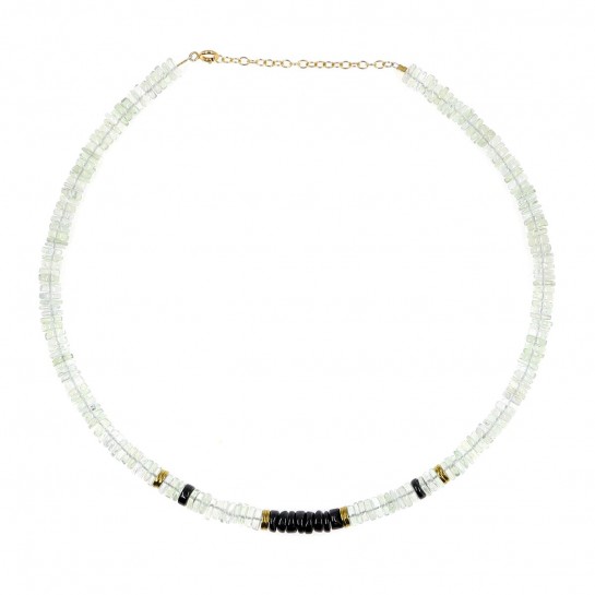 Puka quartz and onyx necklace