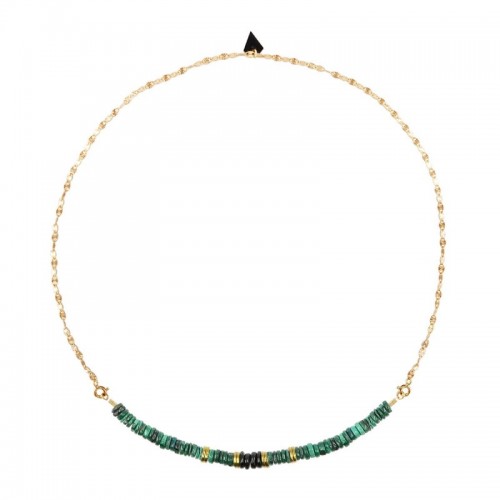 COLLIER SOLEIL ET PUKA EN MALACHITE