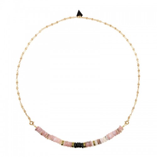 COLLIER SOLEIL ET PUKA EN OPALE ROSE