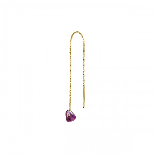 EARRING Short chain amethyst pepite