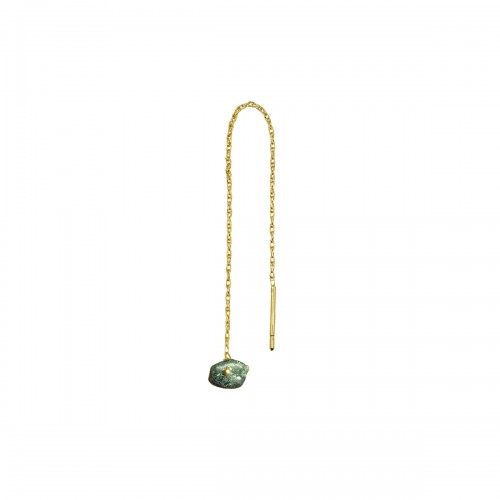 EARRING Short emerald nugget chain