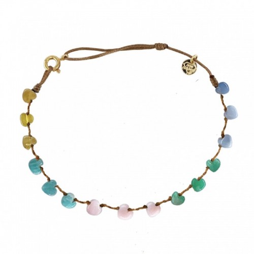 ANKLET COEUR EN OPALE MULTICOLORE