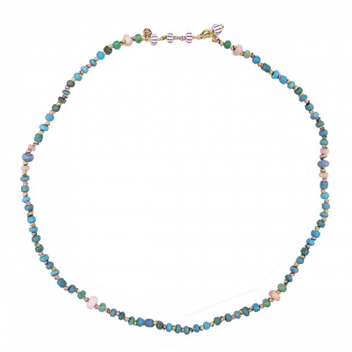 COLLIER CANDIES EN PERLE AFRICAINE TURQUOISE