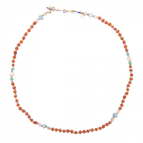 COLLIER CANDIES EN PERLE AFRICAINE ORANGE