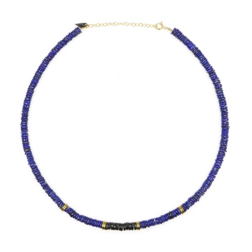 Puka lapis lazuli and onyx necklace