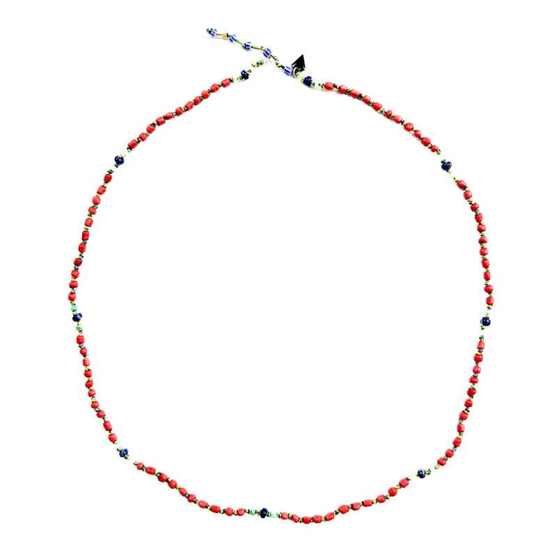 COLLIER HOMME PERLES AFRICAINES ROUGES