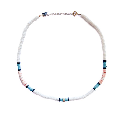 Collier Puka turquoise coquillage