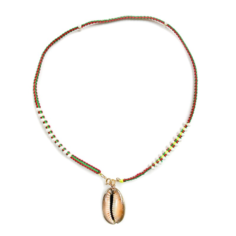 Collier scoubidou VERT ET ROUGE
